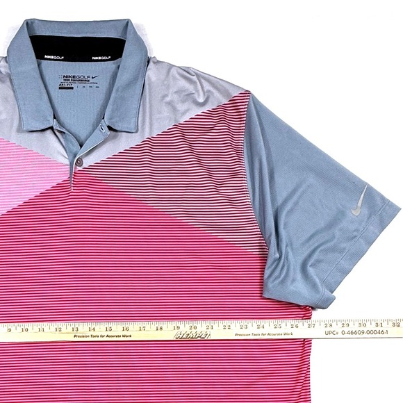 Nike Golf Tour Performance Dri-FIT Polo Shirt Grey Pink Geometric Mens XXL - Picture 6 of 6